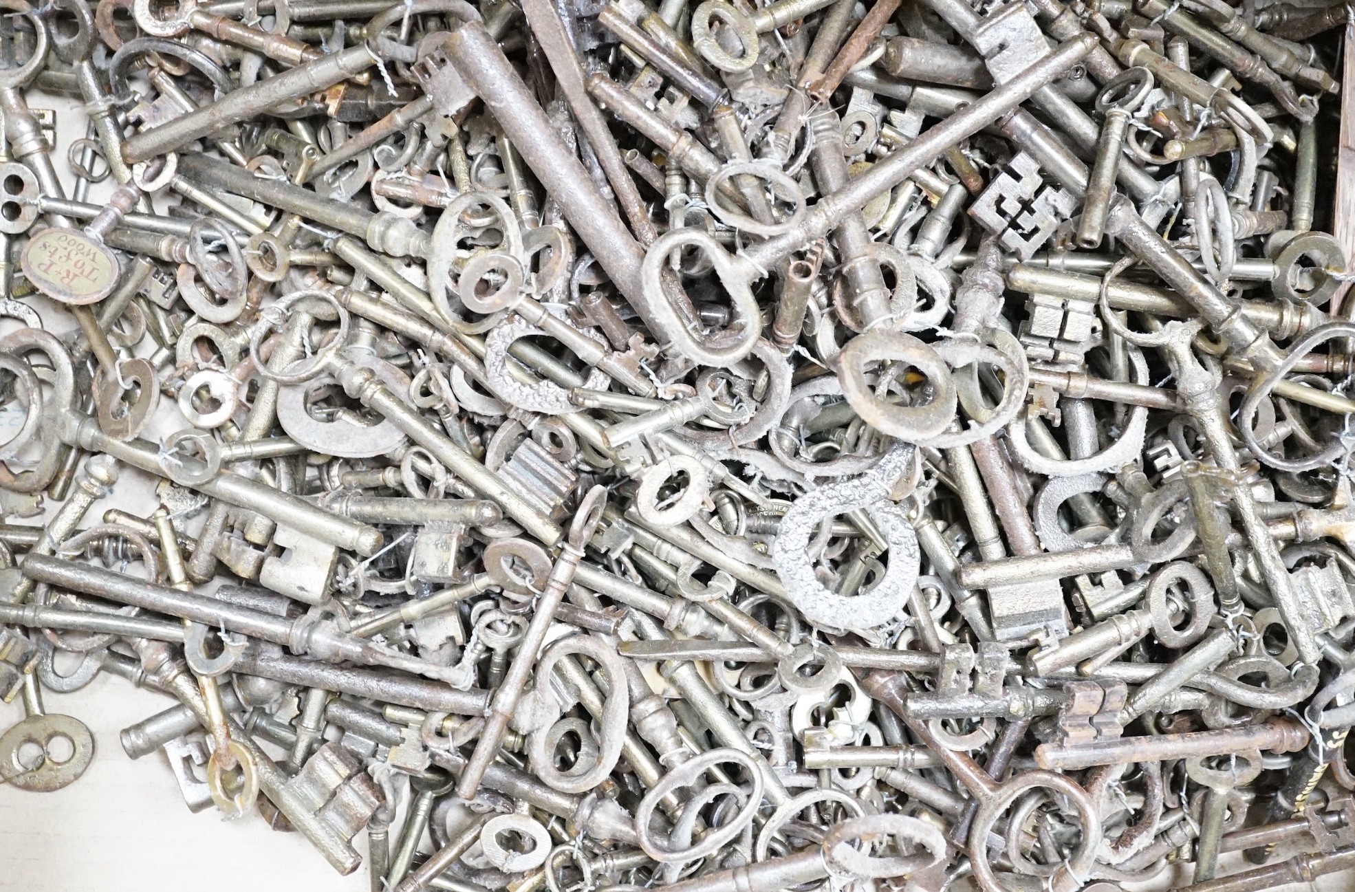 A large collection of antique keys